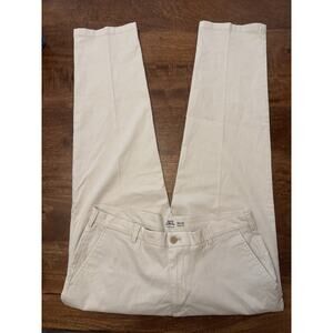 IZOD Saltwater Stretch Chino Pants Men 36x32 Beige Khaki Straight Fit Flat Front